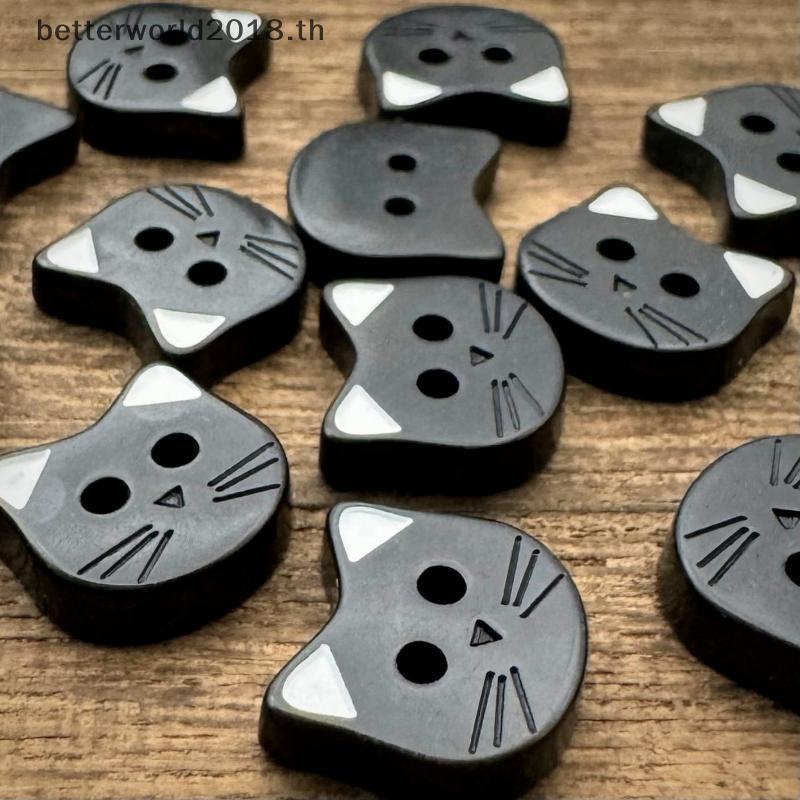 [bet] 10 ชิ้นตกแต่ง Fasteners สําหรับเสื้อผ้าน่ารักการ์ตูนแมวปุ่มหูเรซิ่น DIY Craft ปุ่มสําหรับเย็บผ