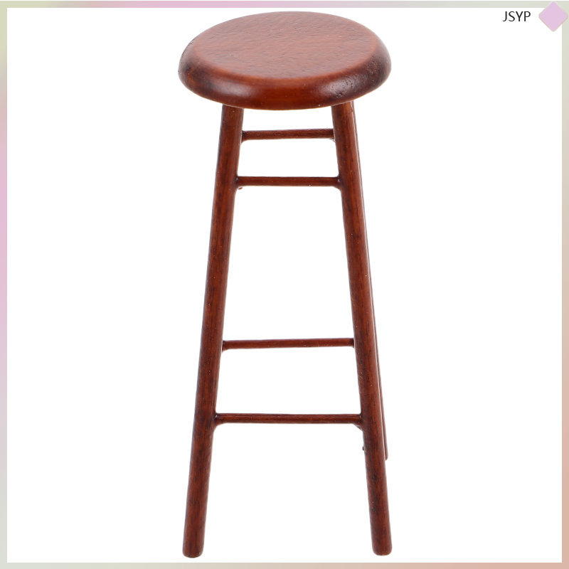 Light Brown Wooden Dollhouse Stool เก้าอี้ขนาดเล็กสําหรับห้องครัวตุ๊กตาและห้องนั่งเล่นตกแต่ง junshao