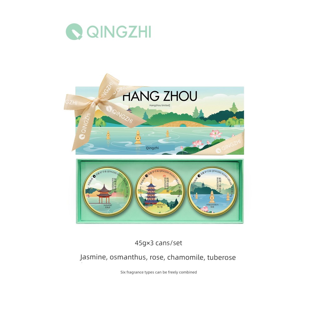 hand cream แฮนด์ครีม Qingzhi ครีมทามือ qingzhi ทาสีด้วยมือหางโจว West Lake Lingyin วัดจัสมิน Osmanth