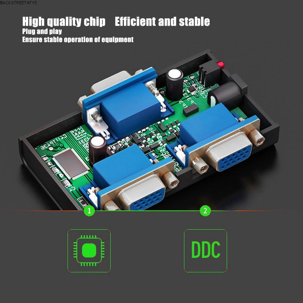 BACKSTAGEEET4FC3 VGA Splitter, 250MHz 1 in 2 Out Video Splitter, HD Video Splitter 1920x1440 1080P U