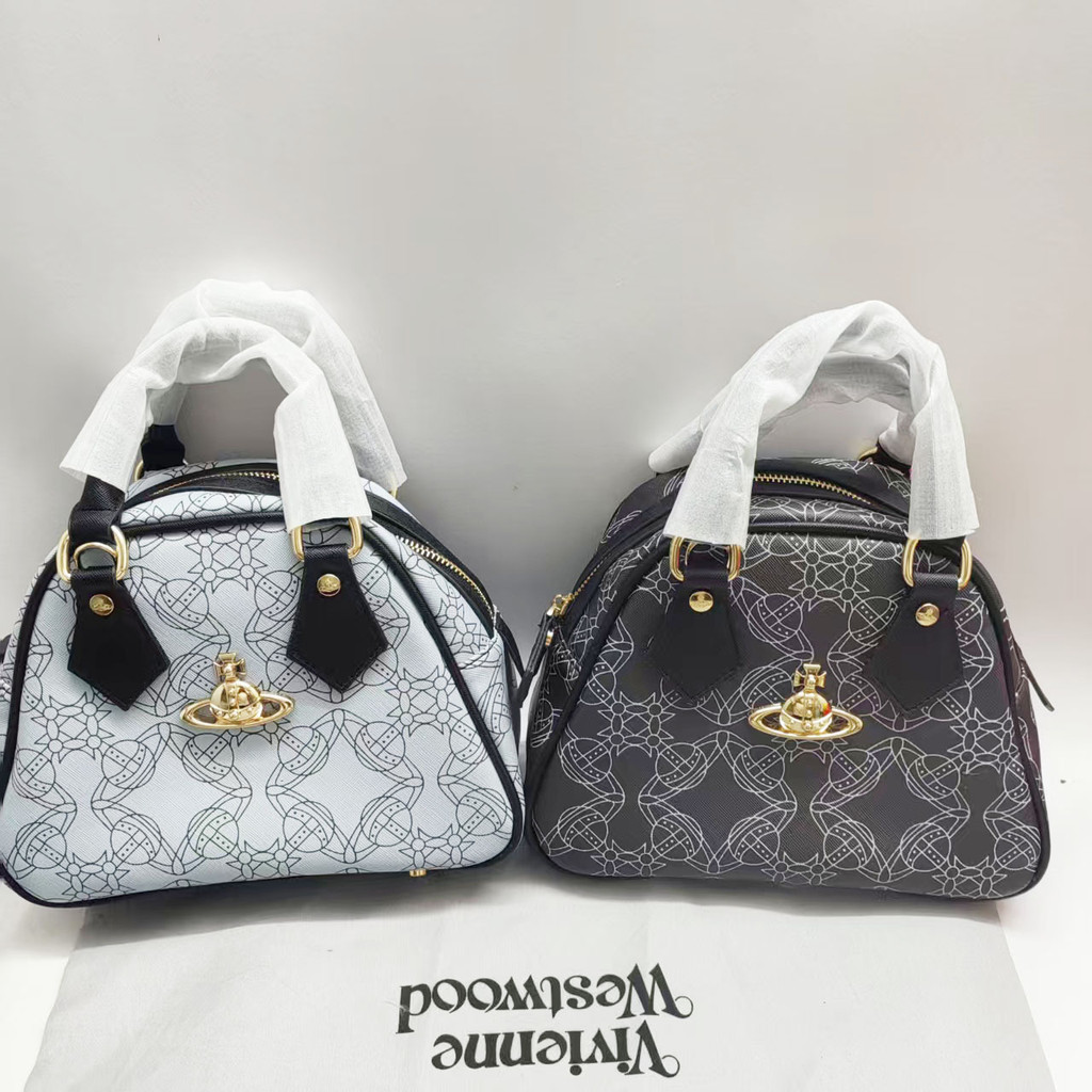 Vivienne Saturn-Print Bowling Bag-Style Handbag Punk-Style Crossbody Bag