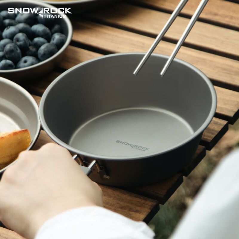97% Titanium SNOW ROCK Pure Titanium ชามหิมะพับได้แบบพกพา Camping Tableware เครื่องครัวกลางแจ้ง Trav