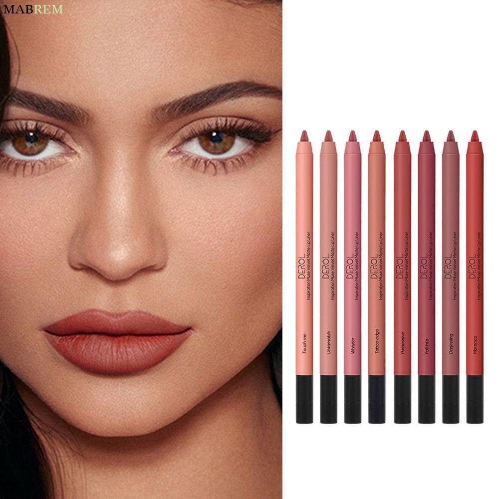 MABREM Matte Lipliner, กันน้ํา Velvet Lipliner ดินสอ, Natural Outline Lip Contour Line Long Lasting 