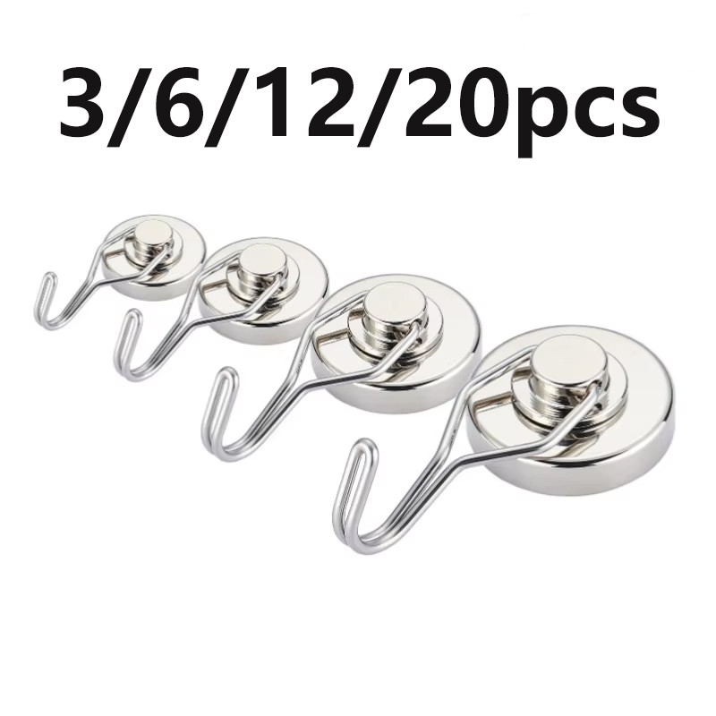 20pcs black Magnetic Hooks Cruis Heavy Duty Neodymium Rare Earth Magnetic Hangers, Extra Strong Magn