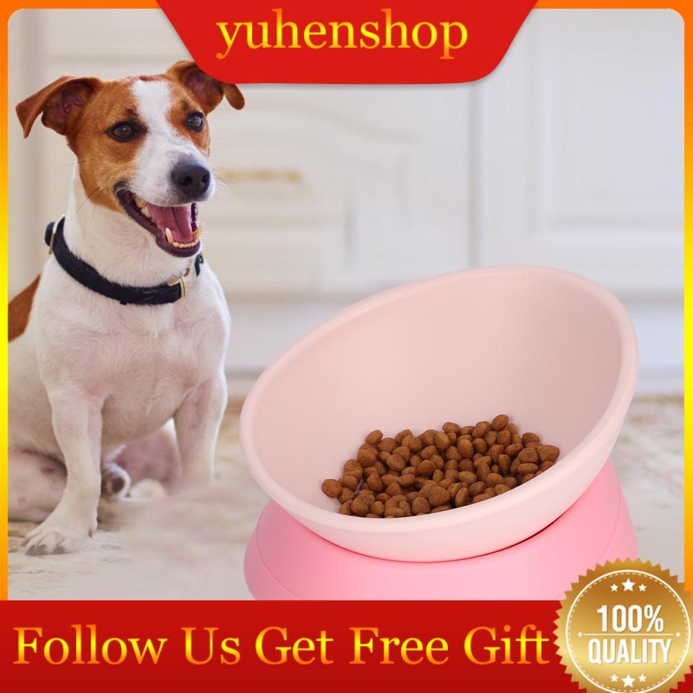 Yuhenshop อุปกรณ์การให้อาหาร ชามสัตว์เลี้ยงดีไซน์เอียง สัตว์เลี้ยงน่ารักสำหรับสุนัขแมว