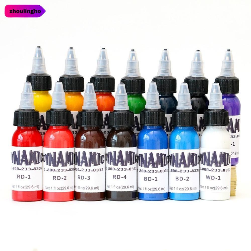 ZHOULINGHO สีสำหรับฝึกลงลายสัก 4 สี พร้อมหมึกสัก 30ML เครื่องมือศิลปะบนร่างกาย