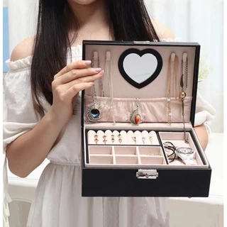 MUKUKU ความจุขนาดใหญ่ กล่องใส่เครื่องประดับ กล่องเก็บเครื่องประดับ ที่เก็บเครื่องประดับ