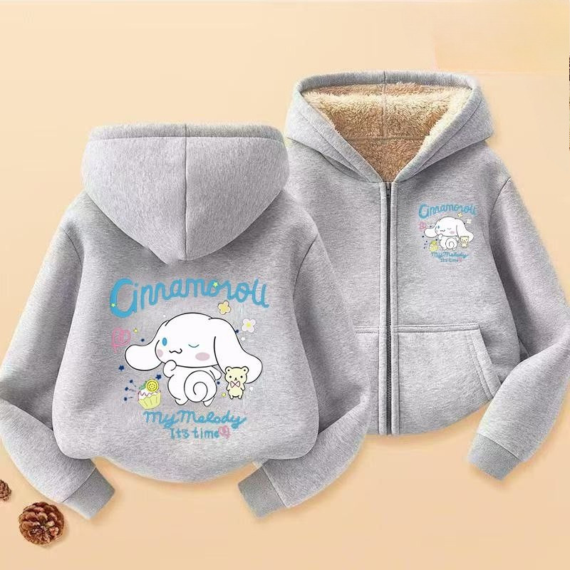 เสื้อฮู้ดเด็กผู้หญิง แบบซิป ลายการ์ตูน ซับในผ้าฟลีซเนื้อนุ่ม ใส่สบาย เหมาะสำหรับฤดูหนาว - รูปที่ 2