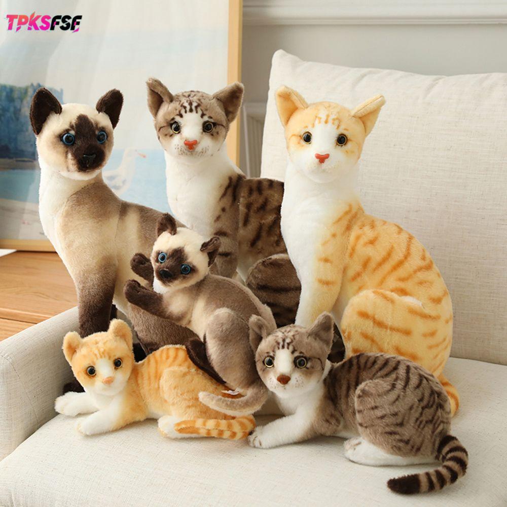 TPKSSF ของเล่นตุ๊กตาเด็กสยามแมวสีส้มแมวสัตว์เลี้ยงของเล่นจําลองตุ๊กตา