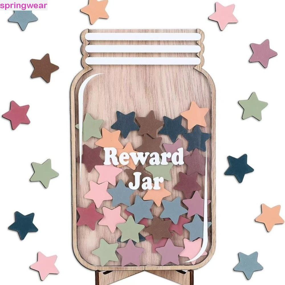 SPRINGWEAR Positive Beahavior Rewards Jar, ไม้การ์ตูนเด็ก Star Reward Jars, ดอกไม้เครื่องมือการจัดกา