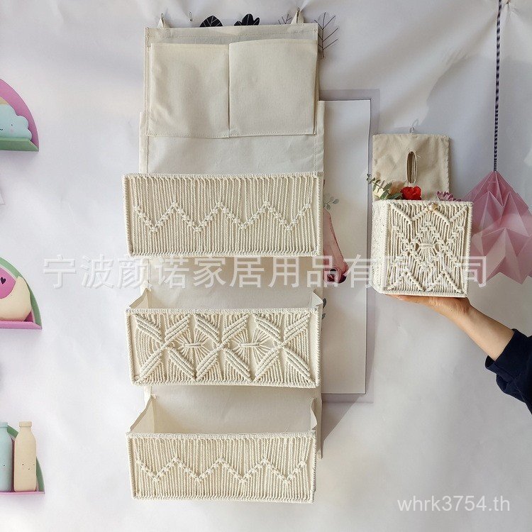 ประตูทําด้วยมือติดผนังแขวนสไตล์ห้องนั่งเล่นตู้เสื้อผ้าถุงเก็บจิปาถะถุงเก็บกระเป๋าแขวนทอห้องนอนห้องน้