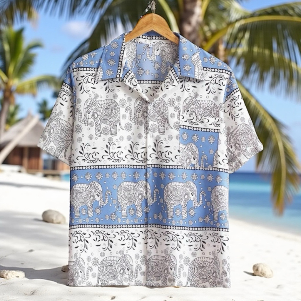 เสื้อฮาวาย ลายช้างไทย เสื้อแบบใหม่ล่าสุด มีหลายลาย ผ้าใส่สบาย ราคาสุดคุ้ม