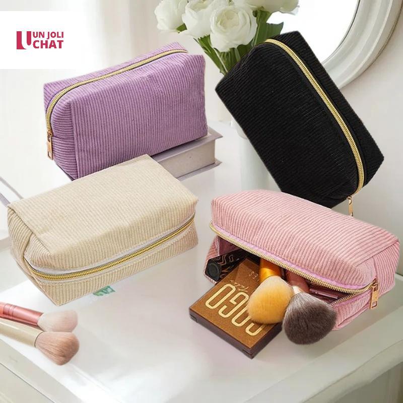 Good Plush กระเป๋าแต่งหน้าพร้อมที่จับ Soft Travel กระเป๋าเก็บเครื่องสําอางแบบพกพา Love พิมพ์ Organiz