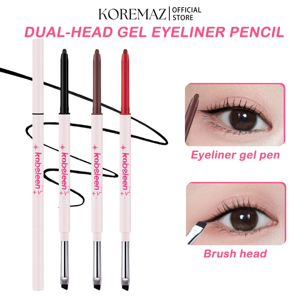 KOREMAZ อายไลเนอร์เจลสองหัวสีเข้มข้น, Payoff กันน้ํารอยเปื้อน Smooth Glide เคล็ดลับที่แม่นยําสําหรับ Bold Defined Eyes ที่ติดทนนานตลอดวัน