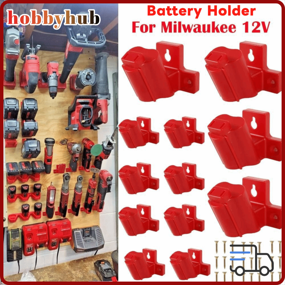 HOBBYHUB Power Tool Battery Holder, Tool Storage Rack ABS Battery Mount Holder, Durable Wall Mount T