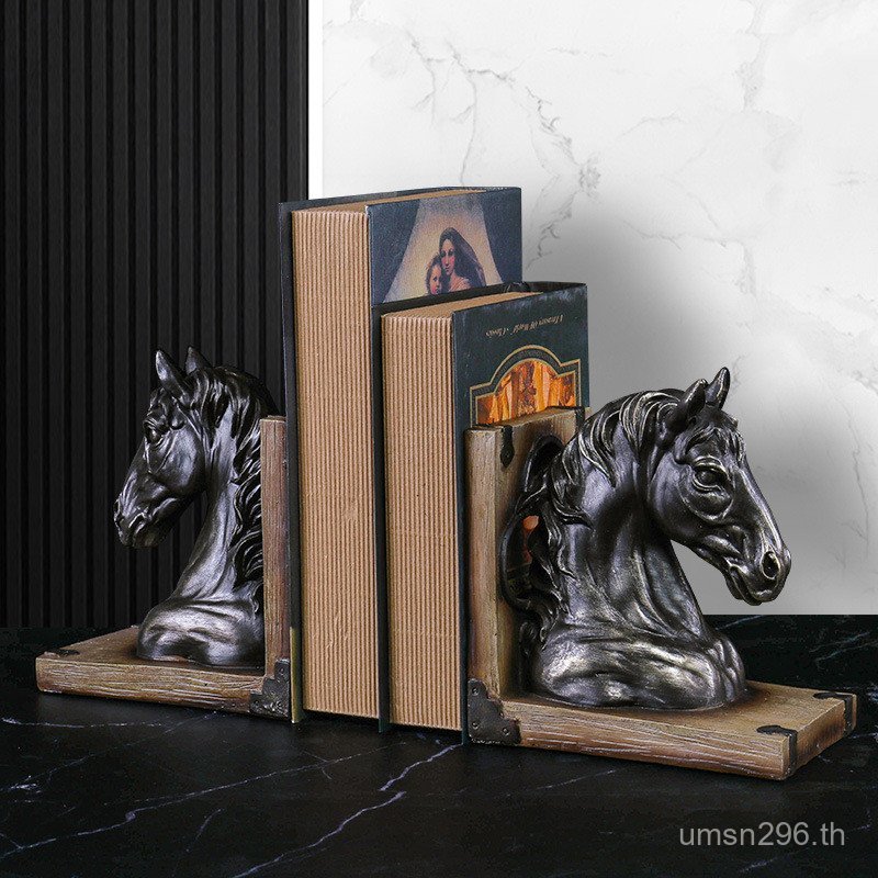 ตกแต่ง ขายส่ง Room ชั้นวางหนังสือตกแต่ง Bookends หัตถกรรมสํานักงาน Retro Horse Head Study เรซิ่น Ent