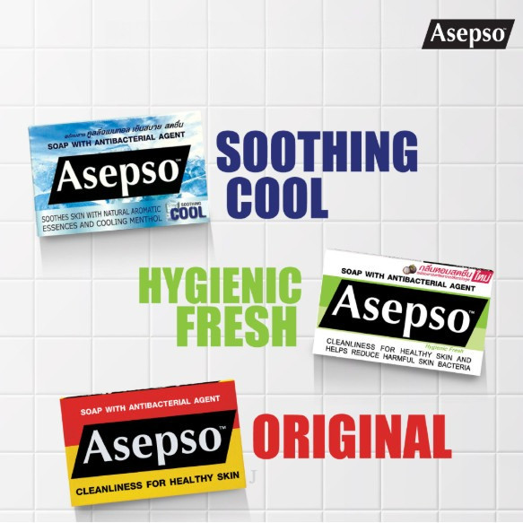 (1ก้อน)สบู ASEPSO 70-80 กรัม ชำระล้างสิงสกปรกและแบคทีเรีย