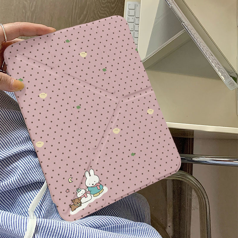 Polka Dot Miffy Rabbit ส่วนลด Apple iPad 11 Generation เคสป้องกันแท็บเล็ต Air 7/6 iPad 10 เคสป้องกัน