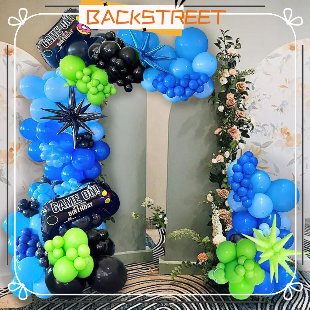 BACKSTAGEREAT Balloon Garland Kit, Black Foil Gamer Birthday Party ตกแต่ง, Blue Green Space Theme Bo