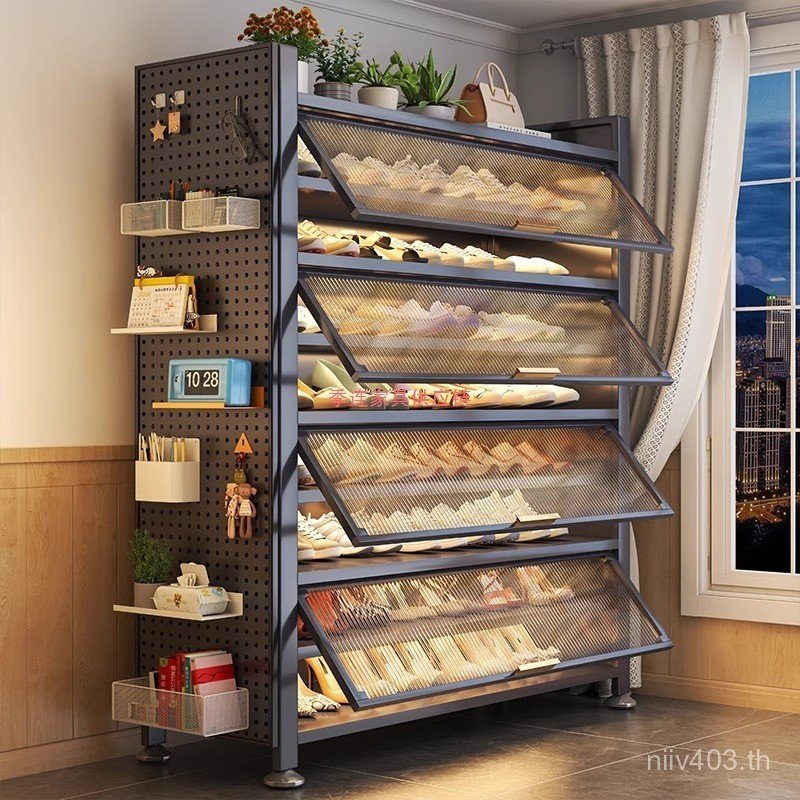 High-End Entrance Cabinet ขนาดใหญ่-ความจุหรูหราเหล็กชั้นวางรองเท้า Doorway ครัวเรือน Upturn ประตูหลา