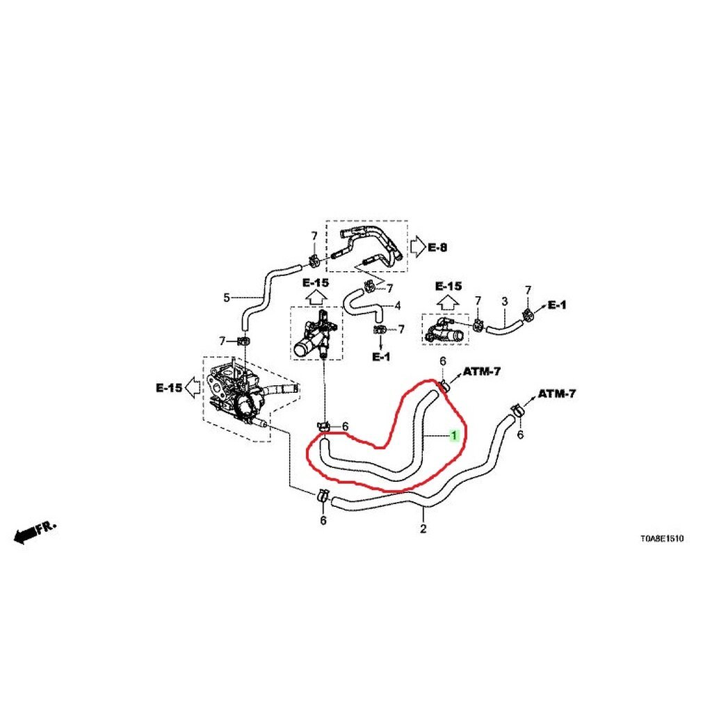 ท่อยางข้างเครื่อง HONDA CR-V Gen4 G4 2.0 2.4 2013-2016 R20A 2.0 K24Z 2.4