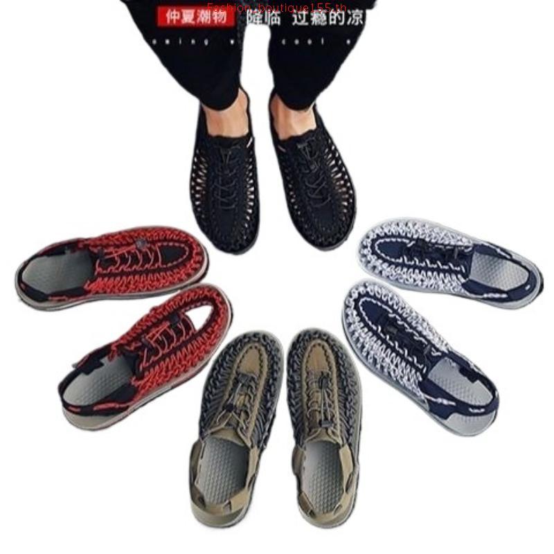 Keen Uneek ของแทั (สีดำ) รองเท้าแตะกีฬากลางแจ้ง ทำด้วยมือ 100% ระบายอากาศได้ดี ใส่ได้ทั้งชายและหญิง