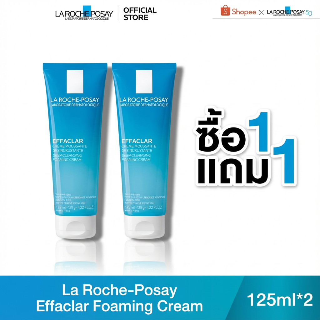 ซื้อ 1 แถม 1La Roche-Posay Effaclar Foaming Cream โฟมล้างหน้าไร้น้ํามัน 125ml.