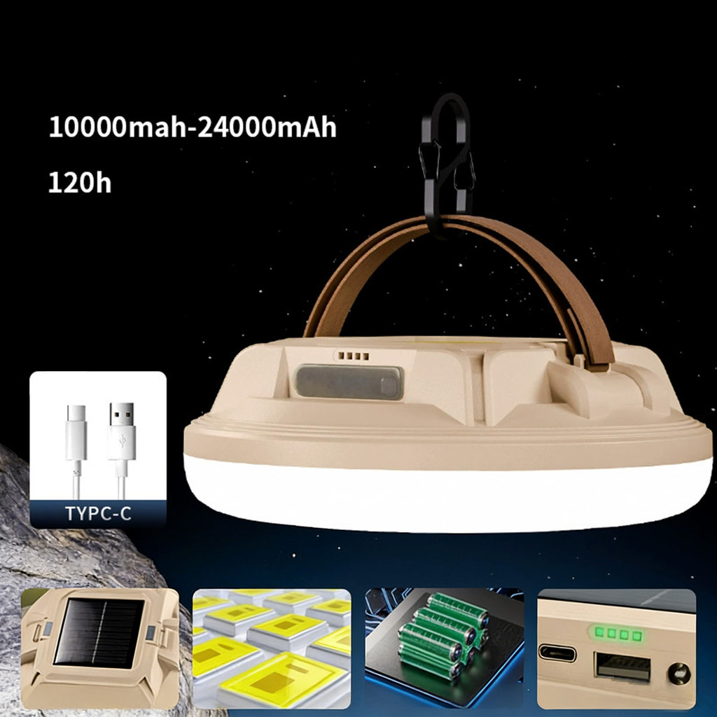 ไฟตั้งแคมป์พลังงานแสงอาทิตย์ มัลติฟังก์ชั่น กันน้ำ พร้อมเชือกเส้นเล็ก - รูปที่ 5