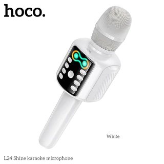 HOCO L24 ไมโครโฟนคาราโอเกะ 2in1 ลำโพงในตัว 5W ไฟ RGB ร้องเพลงได้ทุกที่ ไมค์คาราโอเกะ ไมค์บลูทูธ hc6
