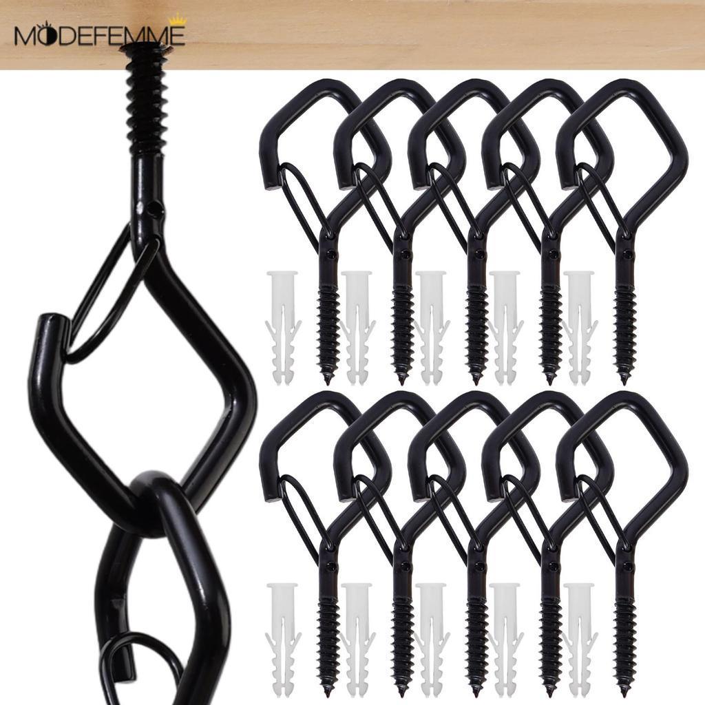 [H&L]2/5/10Sets Garden & Patio Hooks | ความปลอดภัยหัวเข็มขัดตะขอสกรูกันลมสําหรับแขวนพืช/ไฟ/ชิม,ตะขอตกแต่งเหล็กทนทาน