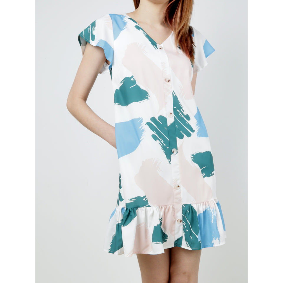 Rachel Ruffles Dress - สีฟ้า