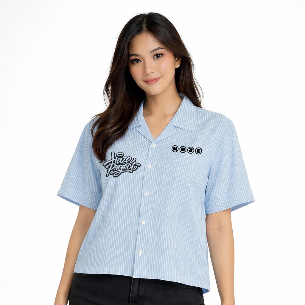 KEMEJA BLUE STRIPE BOXY SHIRT - GRAFF MARK