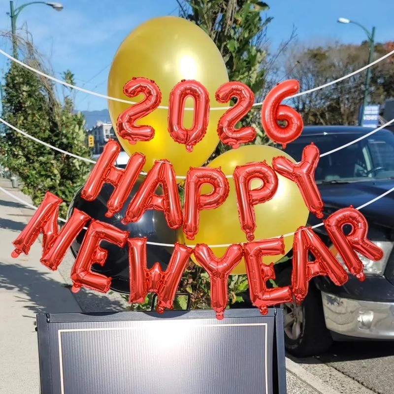 ⚡พร้อมส่ง⚡🎈ลูกโป่งฟอยล์ Happy new year 16นิ้ว 🎈ลูกโป่งสวัสดีปีใหม่ 2026 ทอง เงิน โรสโกลด์ แบล็ค