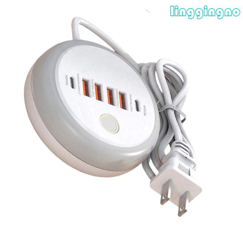 RR USB Power Adapter USB Type C 6 พอร์ตอะแดปเตอร์ชาร์จ 2 ประเภท C + 4 USB PD50W Fast CHARGING ADAPTE