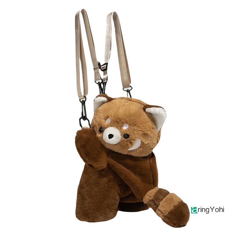 AringYohi] Red Panda Plush กระเป๋าเป้สะพายหลังน่ารัก Plushie ตุ๊กตาผู้หญิง Crossbody กระเป๋าสะพายนุ่มสําหรับ Camping Travel Party ของขวัญวันเกิดหญิงใหม่