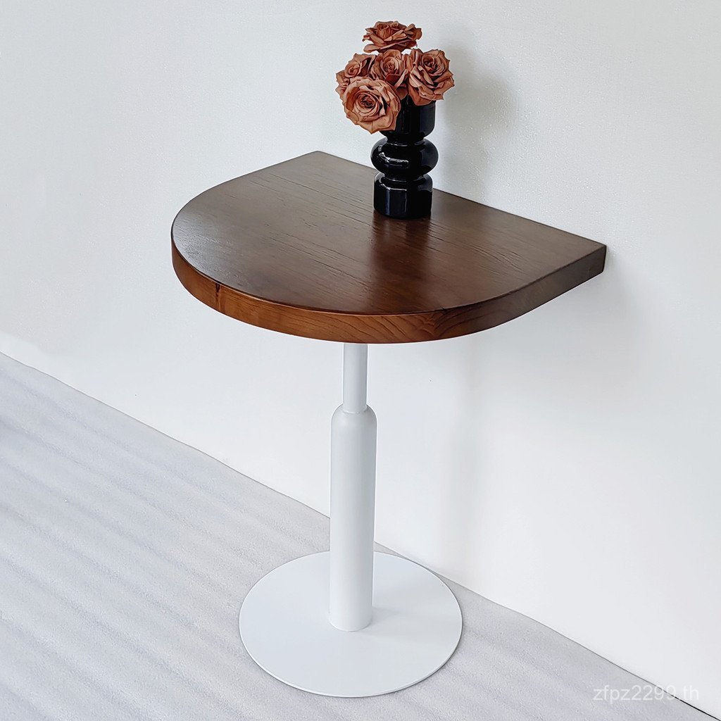 โต๊ะกาแฟ Creative Hotel โต๊ะรับประทานอาหารครึ่งวงกลมโบราณ Retro Iron Art Wall-สนับสนุนบาร์ไม้เนื้อแข