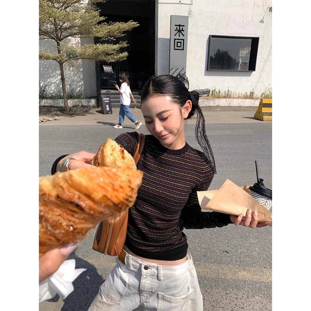 เสื้อไหมพรมลายทางสำหรับฤดูใบไม้ร่วงและฤดูหนาว ฐานด้านบน - รูปที่ 7