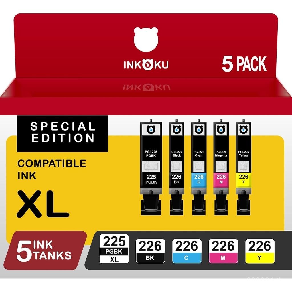 225 226 Ink Cartridges Combo Pack, PGI-225XL CLI-226XL 5 Color Value Pack Compatible with Canon PIXM