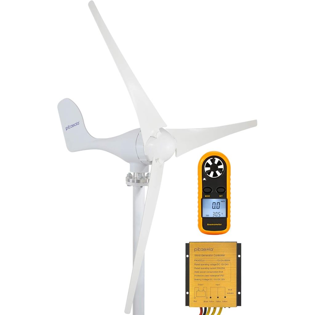 Pikasola 400W เครื่องกําเนิดกังหันลม AC 12Volt Economy 3 ใบมีด Windmill สําหรับลมระบบ Solar Hybrid 2