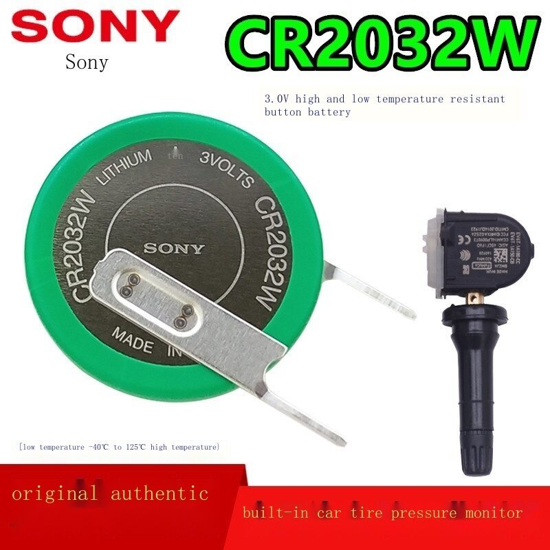 ใหม่-ต้นฉบับ Sony CR2032W เซ็นเซอร์ตรวจสอบความดันยางแบตเตอรี่ CR2032HR อุณหภูมิสูง 3V ไร้สายในตัว CR