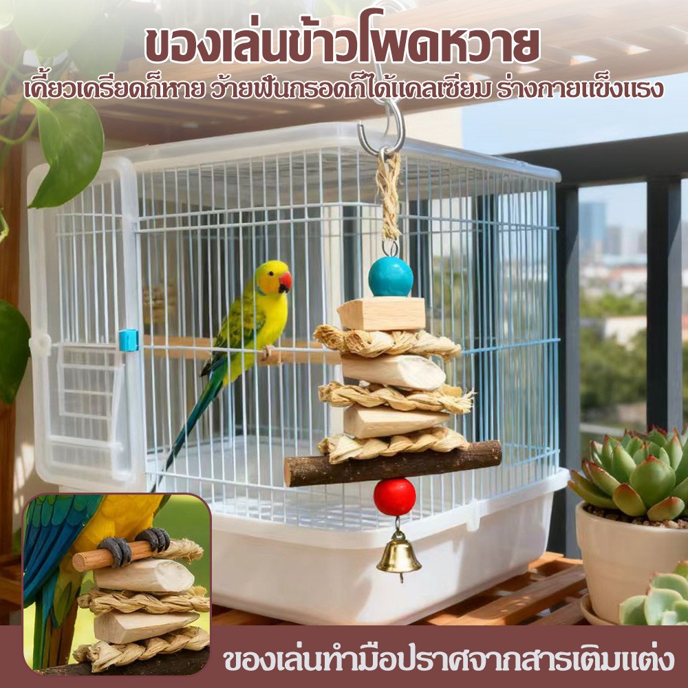 B-3 ของเล่นหัดกัดแทะสำหรับนกแก้วกระดองปลาหมึกเสริมแคลเซียมและมีกิ่งไม้แอปเปิ้ล