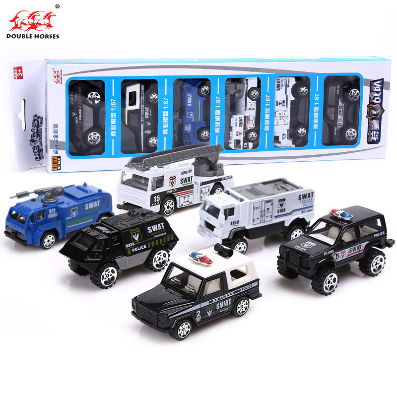 [โมเดลรถขายร้อน] [Jiaye 1/64] ชุดรถโลหะผสม 6 SWAT Team Model Boy Gift Box Package VB8701