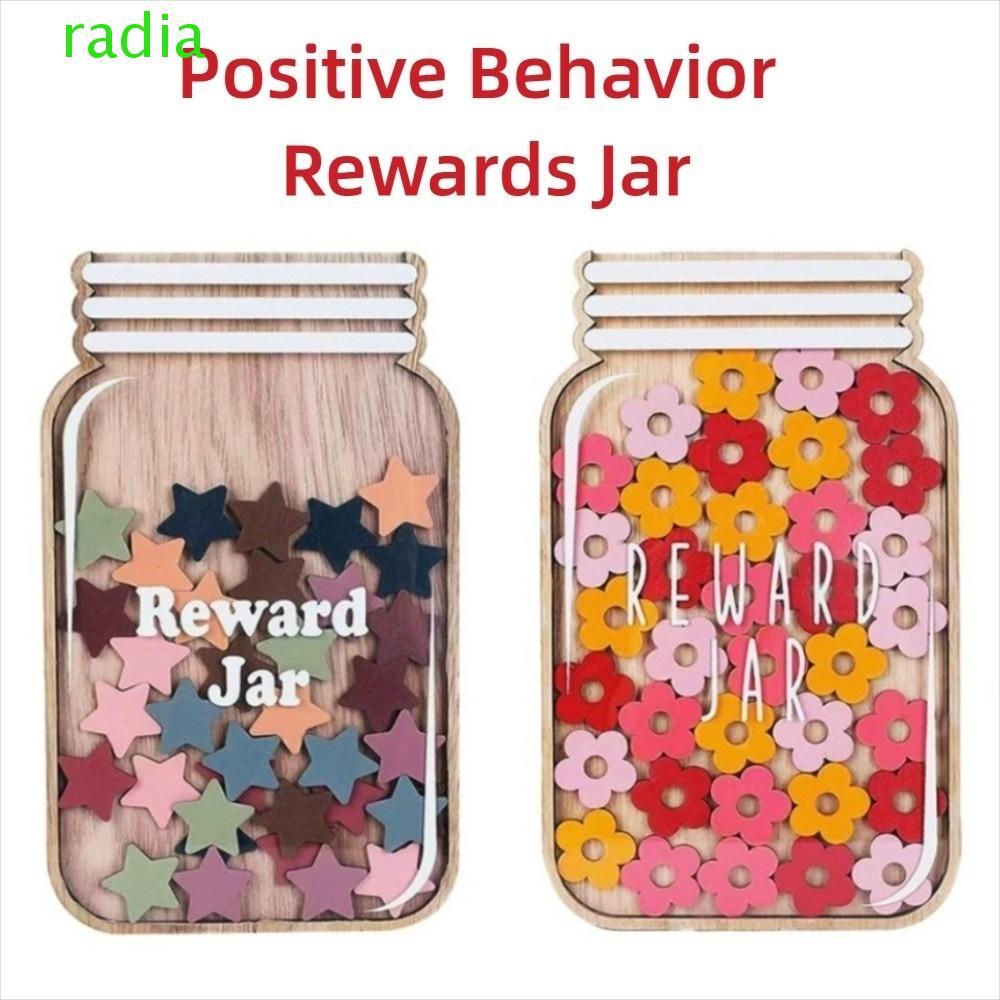 RADIANTZAP Positive Behavior Rewards Jar, ไม้การ์ตูนเด็ก Star Reward Jars, Routine Training Good Beh