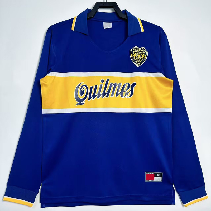 เสื้อฟุตซอล เสื้อ f1 รีเมคฤดูกาล1996-97 Boca Youth Home แอลong เอสleeve Retro Jersey No. 10 เอ็มarad