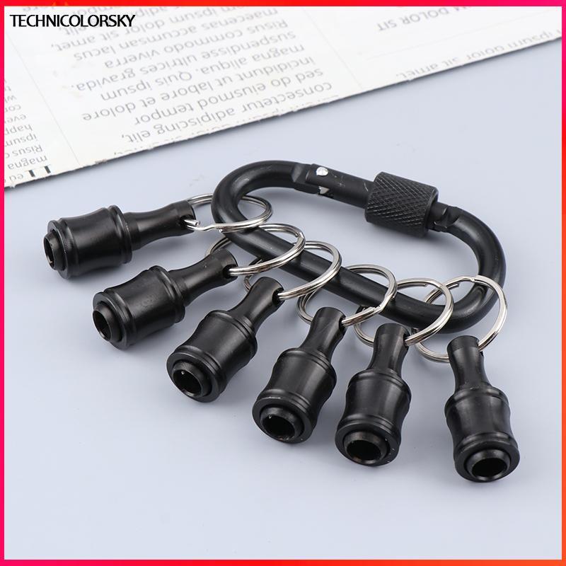 Technicolorsky 6 ชิ้น/เซ็ต Bit Holder 1/4 นิ้ว Hex ไขควง Bits Holder Extension Bar พวงกุญแจอะแดปเตอร