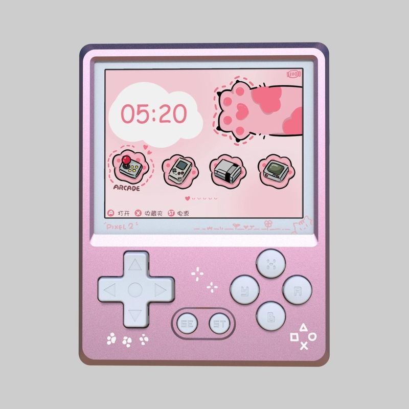 G GKD Pixel2 Pink Limited Color Nostalgic เกมคอนโซลมือถือเกมอาร์เคด All-Metal Body CNC Made g