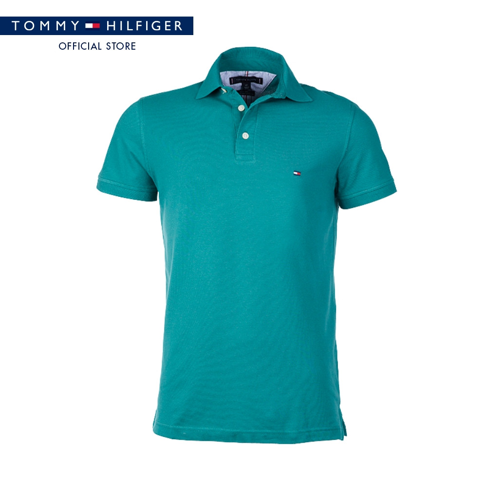 Tommy Hilfiger เสื้อโปโล ผู้ชาย รุ่น 78JA598 L6D - สีเขียว ทรง Slim