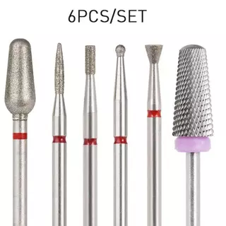 [6 ชิ้นเพชรเล็บเจาะบิตชุด] 6 ชิ้นเพชรเจาะเล็บชุด Bit, ทังสเตนเหล็กเล็บ Fil
