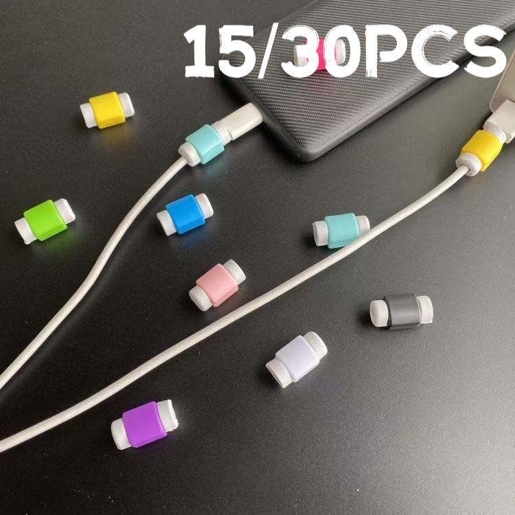 เอ็มแอนด์เค | 15/30PCS Universal ซิลิโคนตัวป้องกันสายเคเบิล Anti-Breakage Data Cord Saver ทนทานชาร์จ Wire Protector สําหรับอุปกรณ์สมาร์ททั้งหมด