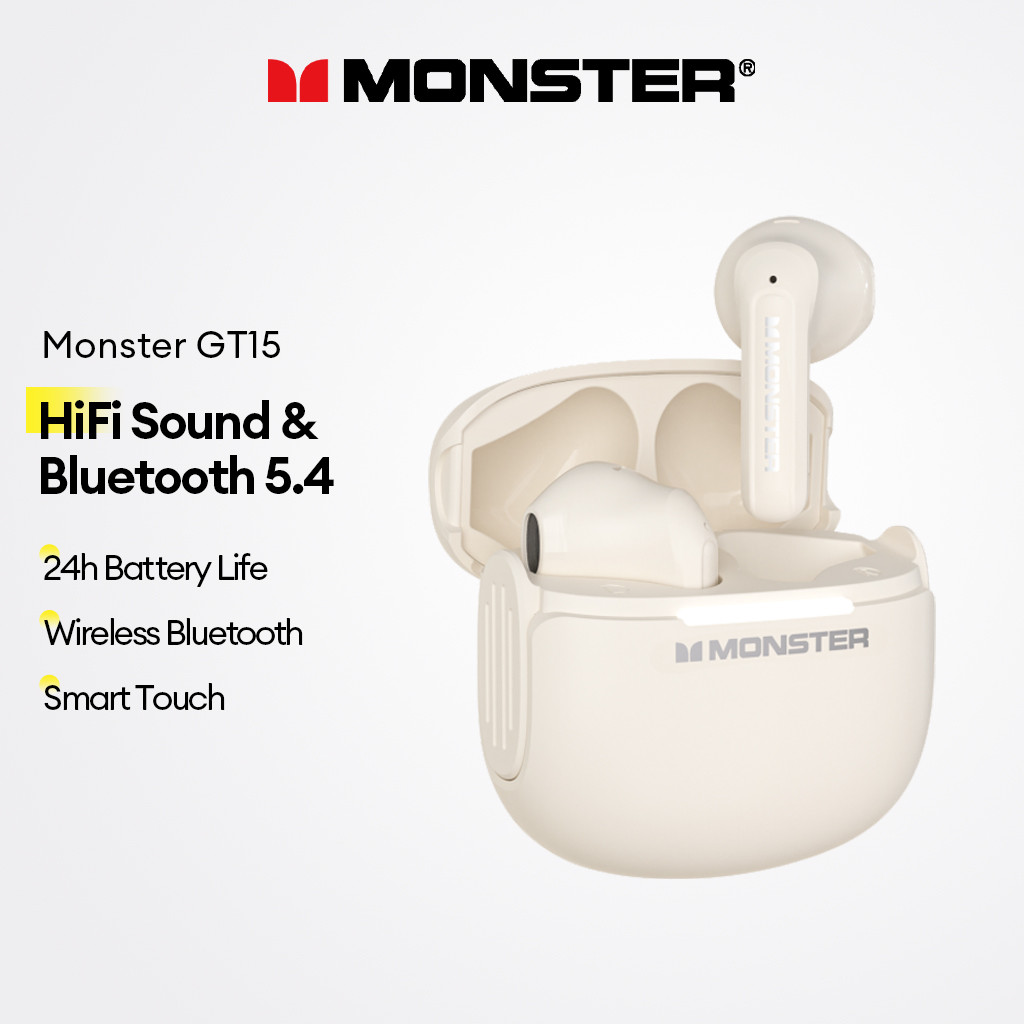 Monster GT15 หูฟังบลูทูธ หูฟังไร้สายบลูทูธ 5.4 พร้อมเสียงไฮไฟและแบตเตอรี่ 24H